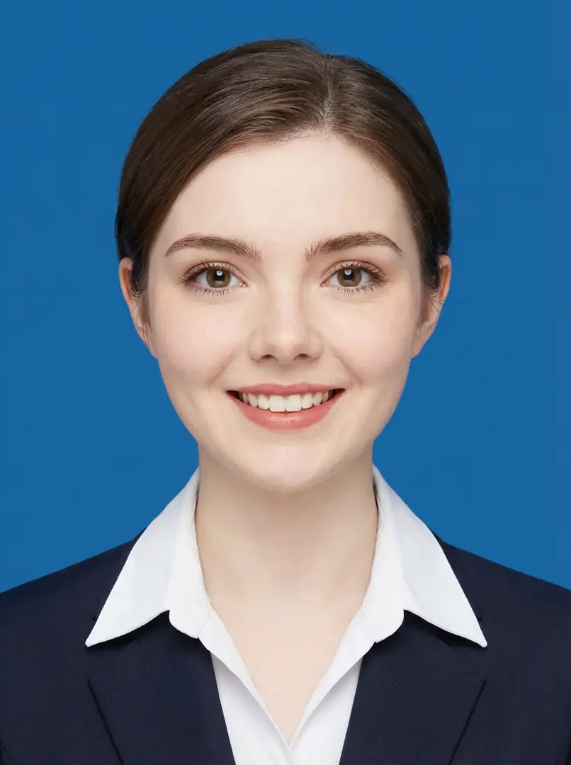 2インチ青背景証明写真