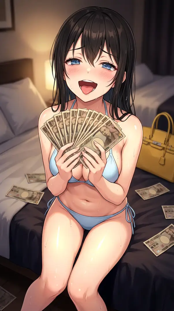 Luxurious Cash-Fan Portrait in Flash Photography – Energetic Night Lifestyle Shot