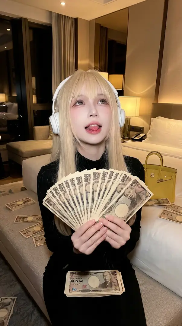 Luxurious Cash-Fan Portrait in Flash Photography – Energetic Night Lifestyle Shot