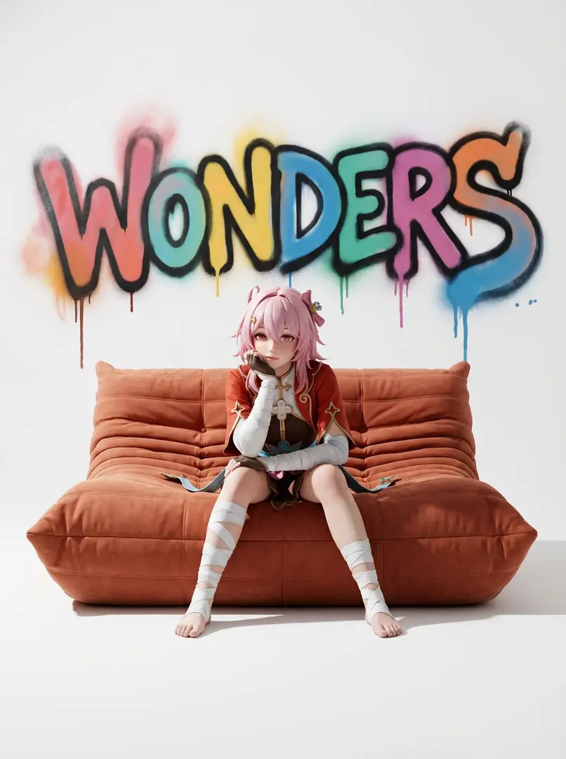 グラフィティ付きふわふわソファキャラクター